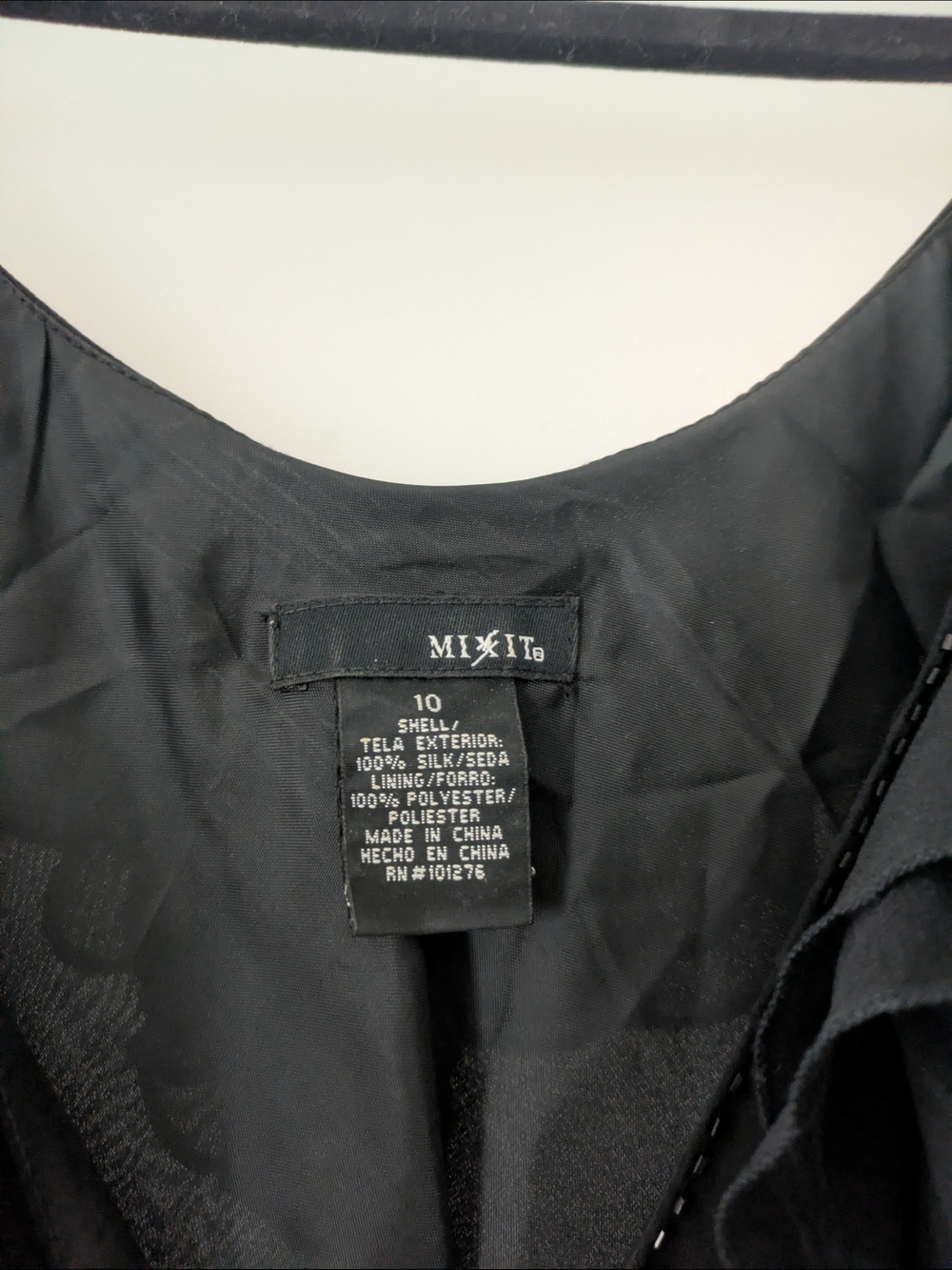 Mixit Black Asymmetrical Ruffle Slip Dress with Teal Bead Accents - Picture 6 of 6